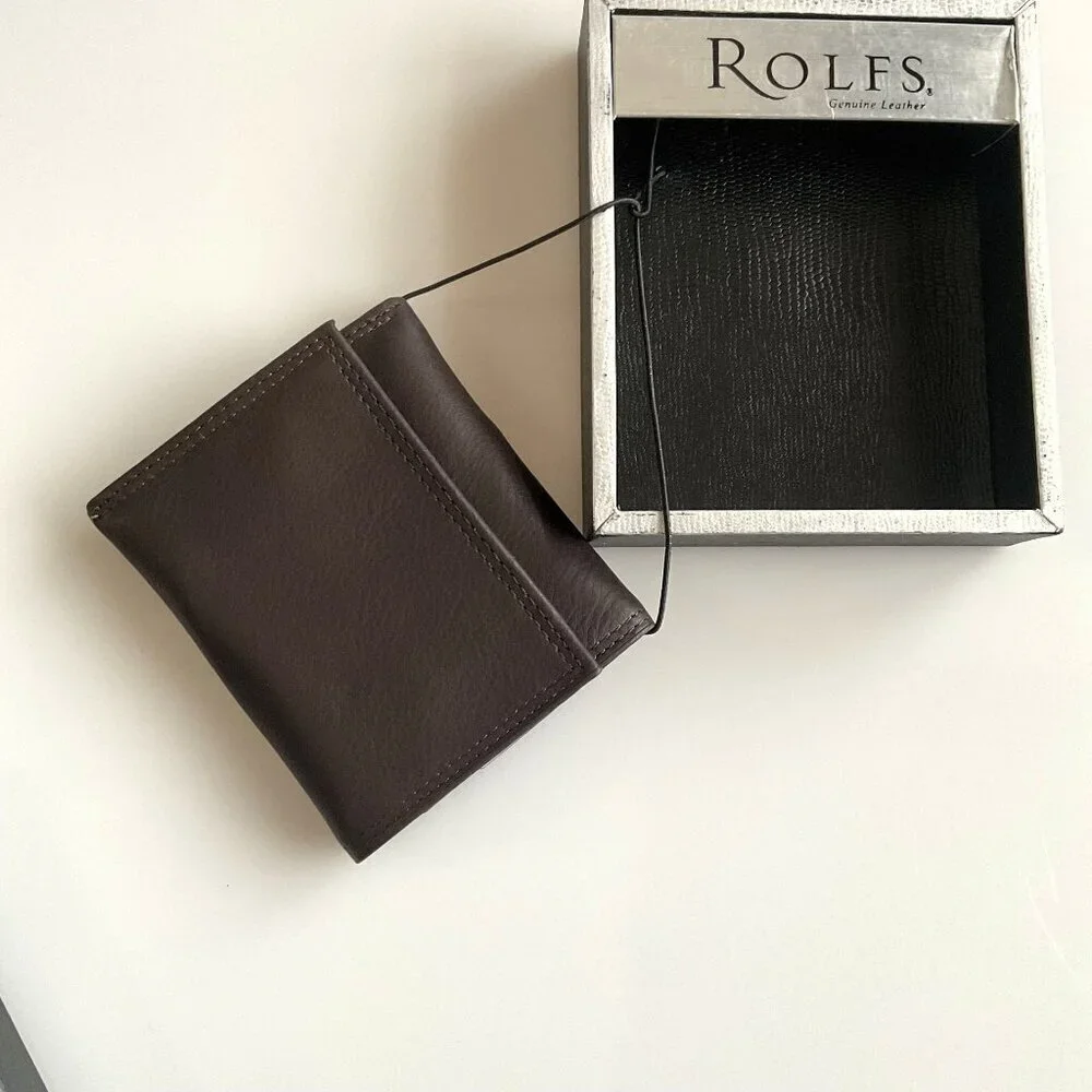 ROLFS GENIUNE LEATHER TRI FOLD WALLET BROWN
